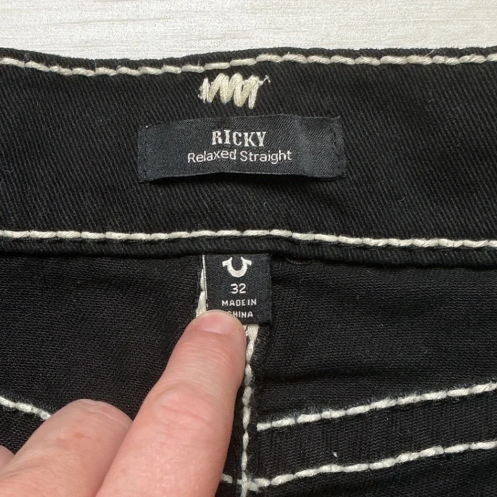 True Religion Ricky Relaxed Straight Black Jeans‎ Size 32 New Without Tags